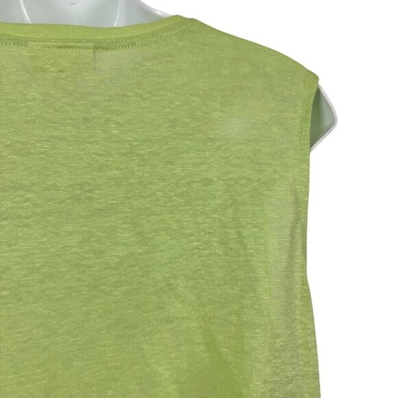 J Jill Love 100% Linen Knot Front Sleeveless Knit Lime Green Top Shirt sz L - Picture 12 of 16